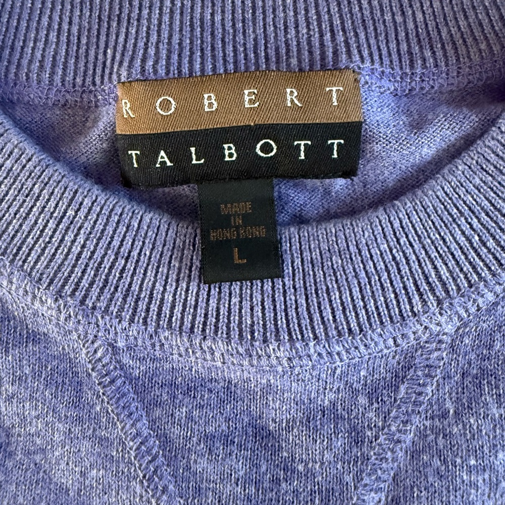 Robert Talbott Sweater Men’s L Cotton Cashmere Crew Neck Hong Kong Purple - Picture 5 of 9